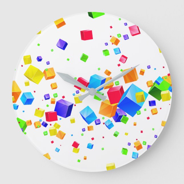 Reloj Redondo Grande Cubos coloreados 1 (Anverso)