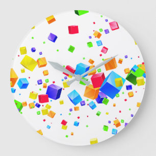 Reloj Redondo Grande Cubos Coloridos 1