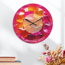 Reloj Redondo Grande Cubos de gelatina modernos y brillantes personaliz