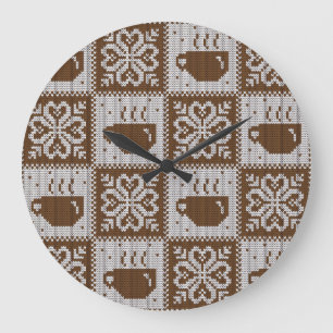Reloj Redondo Grande Cubos de invierno de punto: patrón de bebidas cali