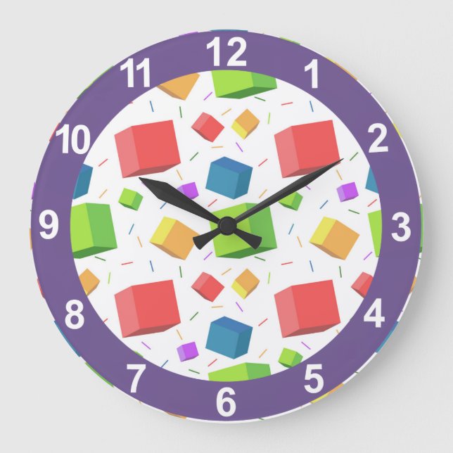 Reloj Redondo Grande Cubos lindos (Anverso)