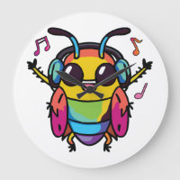 Cucaracha feliz con auriculares escuchando música