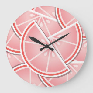Reloj Redondo Grande Cuchillas de pomelo rosa funky