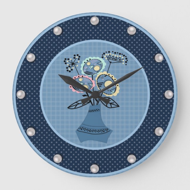 Reloj Redondo Grande Cuchillo, flores en jarrón (Anverso)