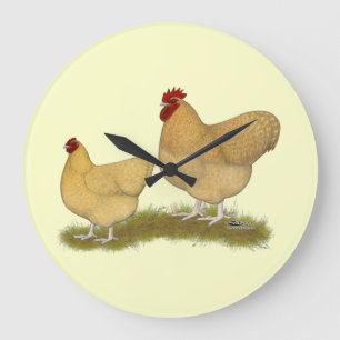 Reloj Redondo Grande Cuco del limón de Orpingtons