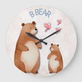 Reloj Redondo Grande Cuddle Up: Adorable Diseño De La Guardería Temátic