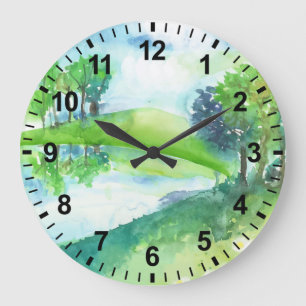 Reloj Redondo Grande Cuello de pared de la naturaleza de color de agua