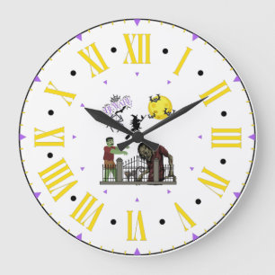 Reloj Redondo Grande Cuello de pared de la tierra de Halloween espeluzn
