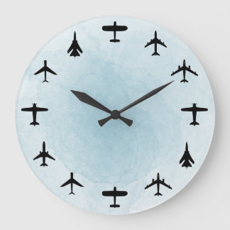 Reloj Redondo Grande Cuello grande de color azul de la aviación
