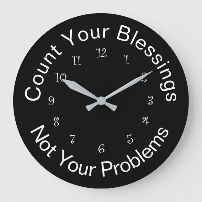 Reloj Redondo Grande Cuenten sus bendiciones, fe Inspiradora (Anverso)