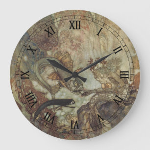 Reloj Redondo Grande Cuento de Hadas Vintage, La Sirena por Edmund Dula