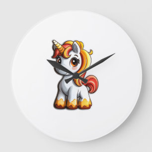 Reloj Redondo Grande Cuerno de Caramelo de Unicornio de Halloween Mágic