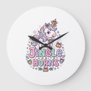 Reloj Redondo Grande Cuerno de Cascabel de Unicornio Ropa Encantadora G