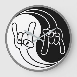 Reloj Redondo Grande Cuernos de diablo de Heavy Metal Yin Yang