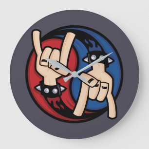Reloj Redondo Grande Cuernos de diablo de Rock and Roll Yin Yang
