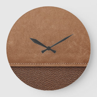 Reloj Redondo Grande Cuero con título: gris, fondo negro.