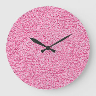 Reloj Redondo Grande Cuero rosa de cierre, fondo texturado.