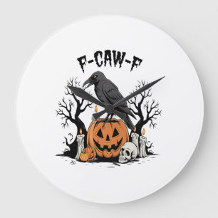Reloj Redondo Grande Cuervo divertido, F-Caw-F, Cuervo calavera, Cuervo