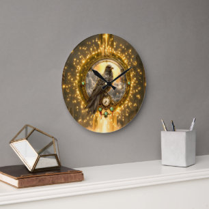 Reloj Redondo Grande Cuervo Guardián del Tiempo – Relojería Gótica