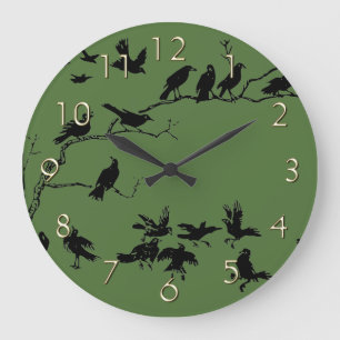 Reloj Redondo Grande Cuervos