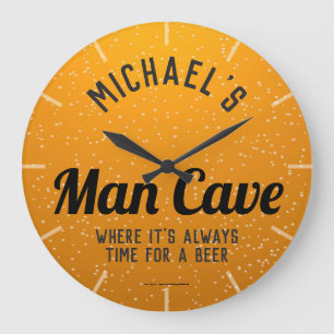 Reloj Redondo Grande Cueva personalizada del hombre de la cerveza
