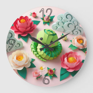 Reloj Redondo Grande Cuidada sinuosa china de Año Nuevo Origami WC1