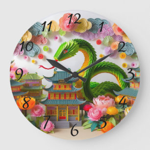 Reloj Redondo Grande Cuidada sinuosa china de Año Nuevo Origami WC7