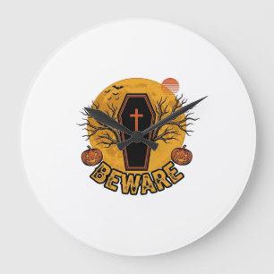 Reloj Redondo Grande Cuidado Camiseta Vintage Calabaza Ataúd Halloween