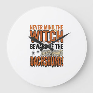 Reloj Redondo Grande Cuidado Con La Camiseta De Bruja De Halloween De D