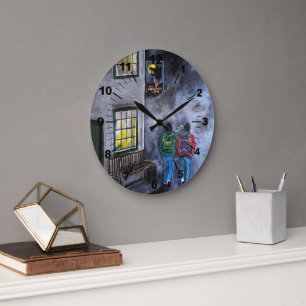 Reloj Redondo Grande Cuidado con la pintura de la luna de Alfred Fox