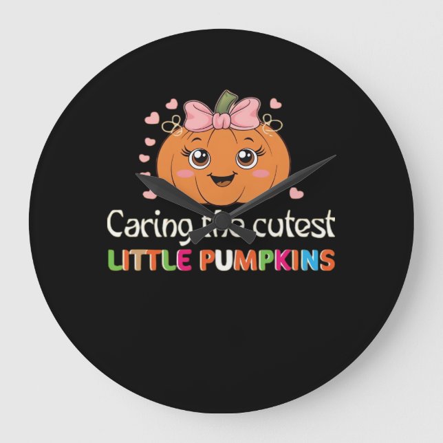 Reloj Redondo Grande Cuidados por la enfermera de calabazas más guapa H (Anverso)