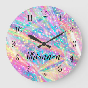 Reloj Redondo Grande Cuidadoso monograma glitzy pared trenzado