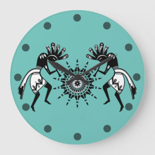 Reloj Redondo Grande Cultura de los nativos estadounidenses - Baile sol