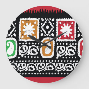 Reloj Redondo Grande Cultura india: Diseño de arte tradicional