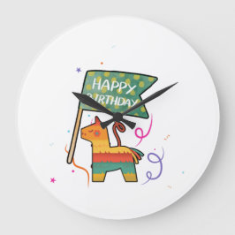Reloj Redondo Grande Cumpleaños adorable dibujado a mano