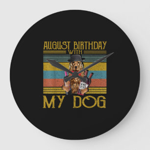 Reloj Redondo Grande Cumpleaños De Agosto Con Mi Perro Irlandés Setter