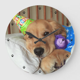 Reloj Redondo Grande Cumpleaños de Golden Retriever