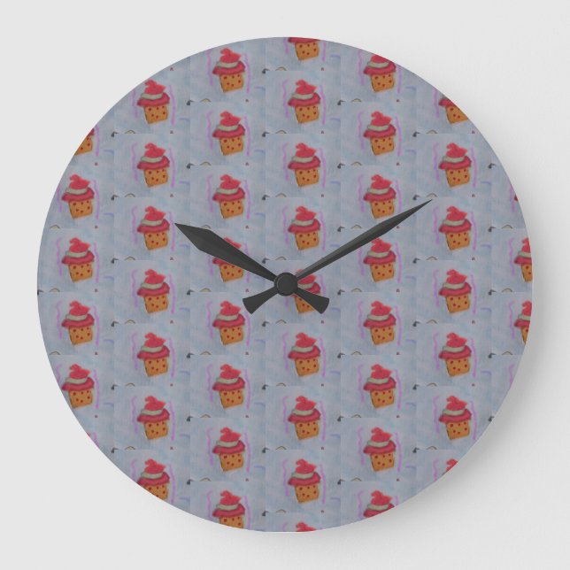 Reloj Redondo Grande Cupcakes Cupcakes Round Clock (Anverso)