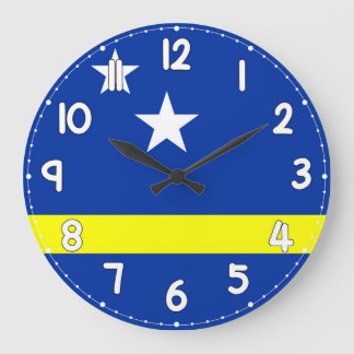 Reloj Redondo Grande Curacao Flag Wall Clock – Patriotic Caribbean