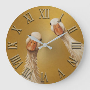Reloj Redondo Grande Curious Geese Golden Brushed Metal