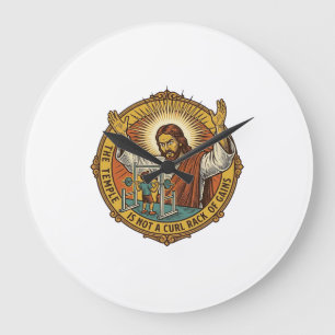 Reloj Redondo Grande Curlos de bíceps enojados de Jesús Rack de sentadi