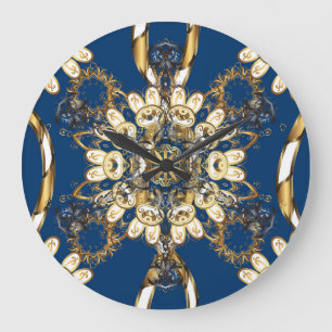 Reloj Redondo Grande Curlos dorados, patrón de cosecha oriental.