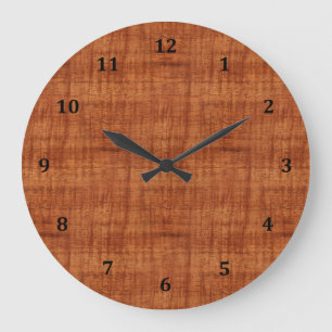 Reloj Redondo Grande Curly Acacia Wood Grain Look
