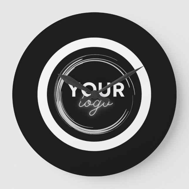 Reloj Redondo Grande Custom Black Business Logo Branded Company (Anverso)