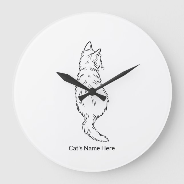Reloj Redondo Grande Custom Cat Name Wall Clock (Anverso)