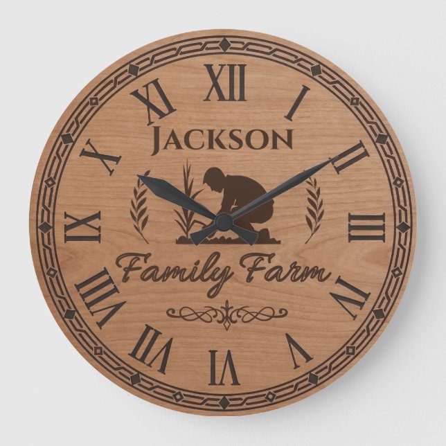 Reloj Redondo Grande Custom Family Name Wall Clock – Family Farm  (Anverso)