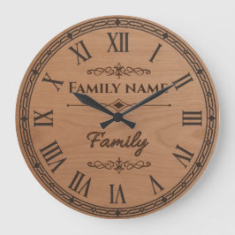 Reloj Redondo Grande Custom Family Name Wall Clock – Home Decor 