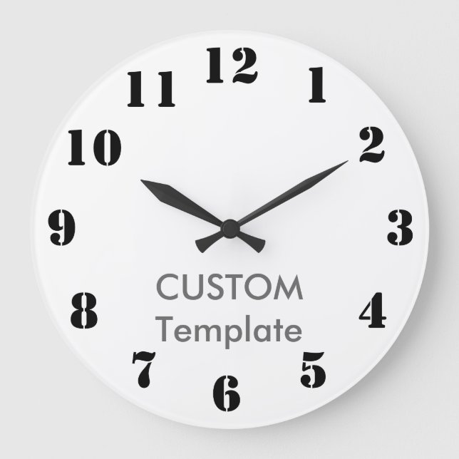 Reloj Redondo Grande Custom Large 10.75" ROUND Wall Clock STENCIL Font (Anverso)