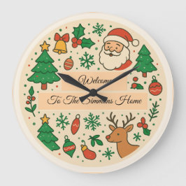 Reloj Redondo Grande Custom Message Christmas