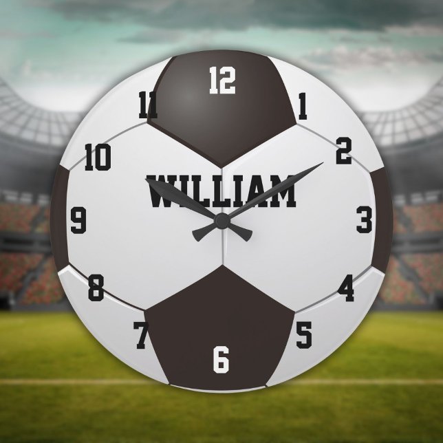 Reloj Redondo Grande Custom Name Soccer Football (Custom Name Soccer Football Large Clock)